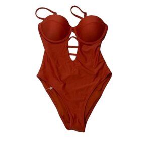 NWT Cupshe Burnt Orange One Piece Swimsuit Size Small #1113